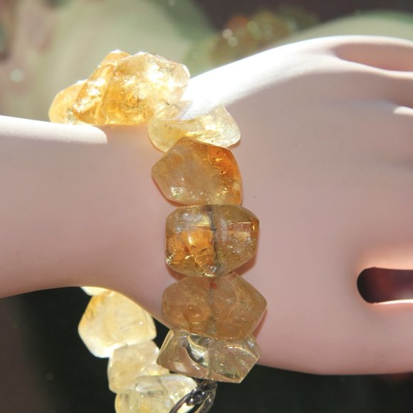 Polished Citrine Nugget Sterling Silver Bracelet - Picture 11 of 14
